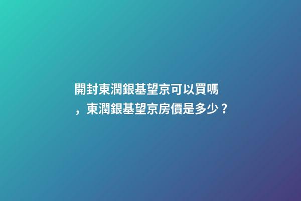 開封東潤銀基望京可以買嗎，東潤銀基望京房價是多少？